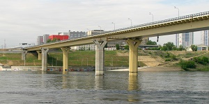 Строительство первой очереди моста через Волгу